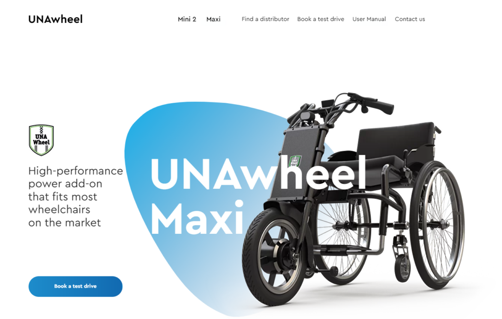Пример лендинга для инновационного кресла-каталки UNAwheel