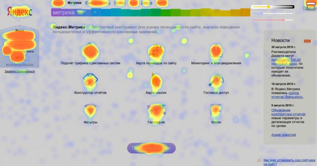Карта кликов в Яндекс Метрике, источник