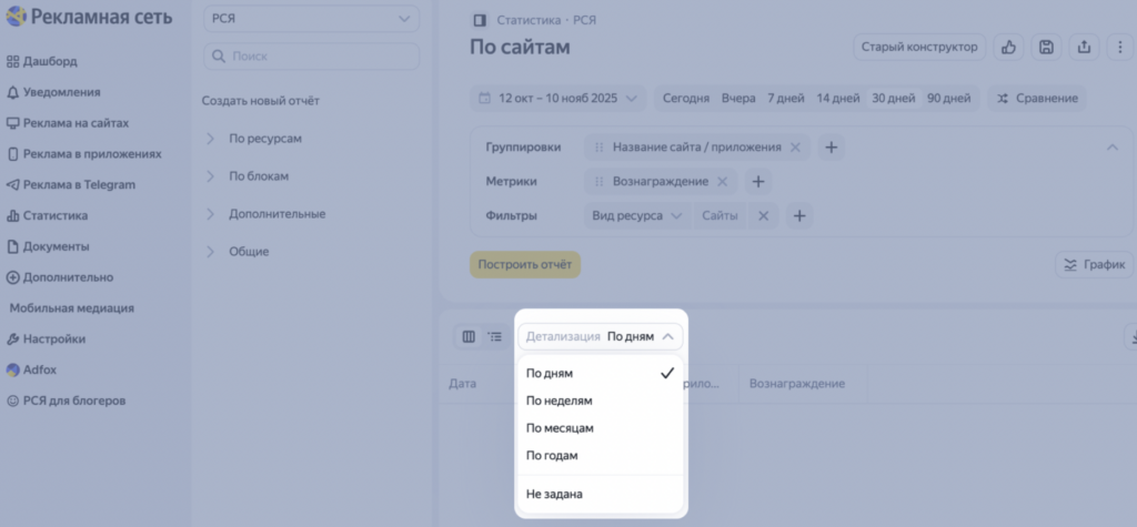 Яндекс выпустил обновление конструктора отчетов в интерфейсах РСЯ и Adfox