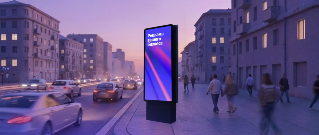 Через Яндекс Директ теперь можно размещать рекламу на цифровых пилларах в центре Москвы